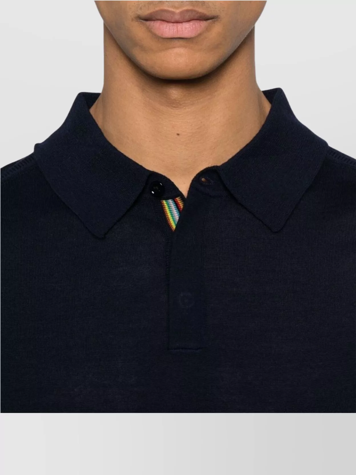 Paul Smith Merino Wool Ribbed Long-Sleeve Polo Sweater