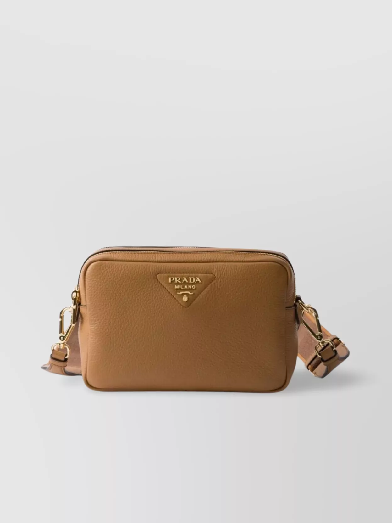 Prada Shoulder Bag With Adjustable Strap And Gold-tone Hardware In Brown