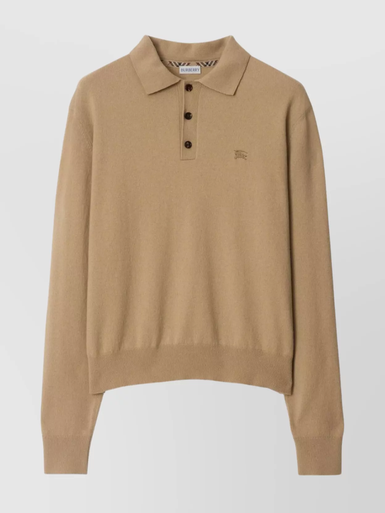 Burberry Long-Sleeved Cashmere Blend Polo Shirt