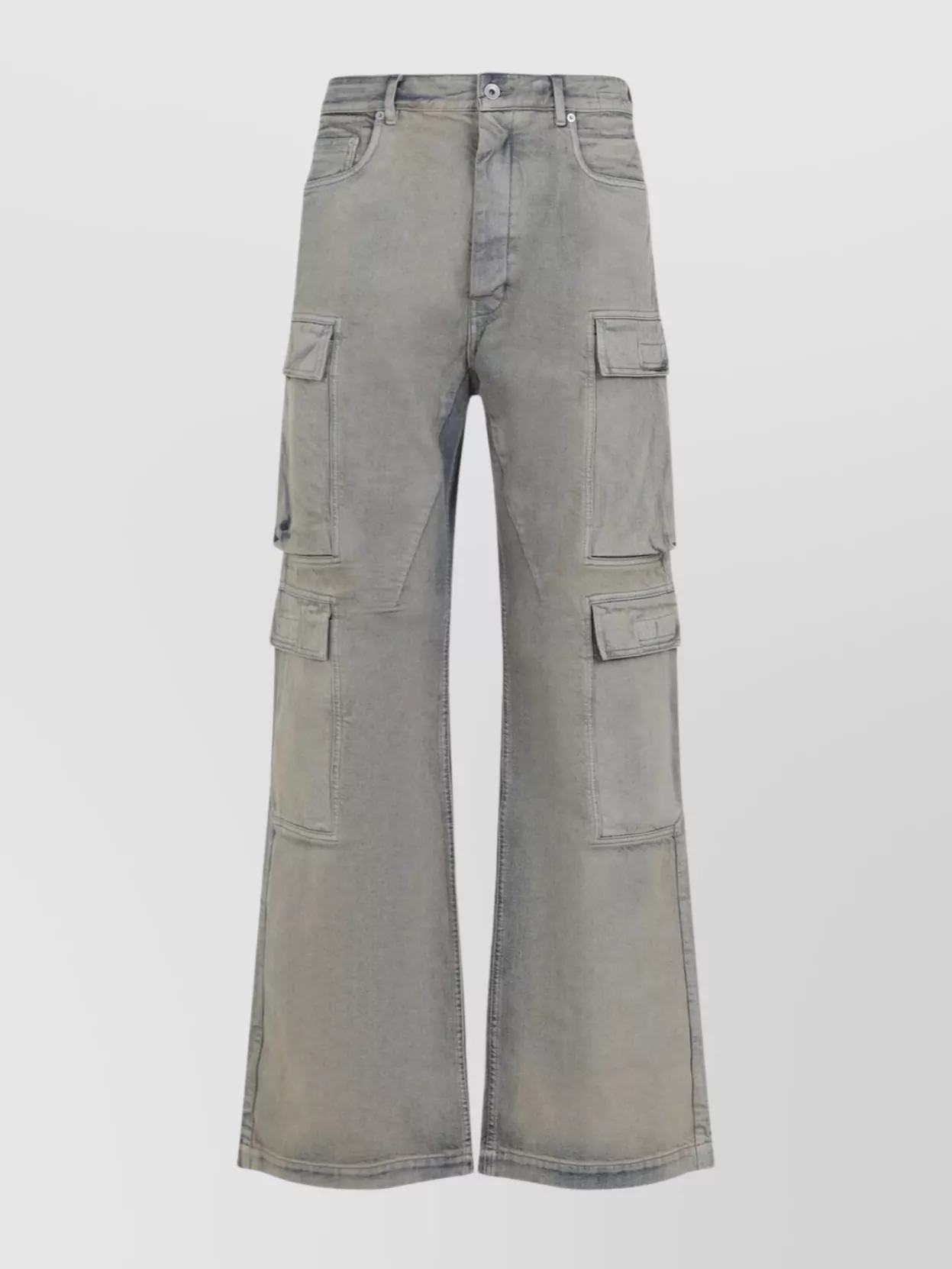 Rick Owens Drkshdw Wide Leg Cargo Style Denim Trousers In Animal Print