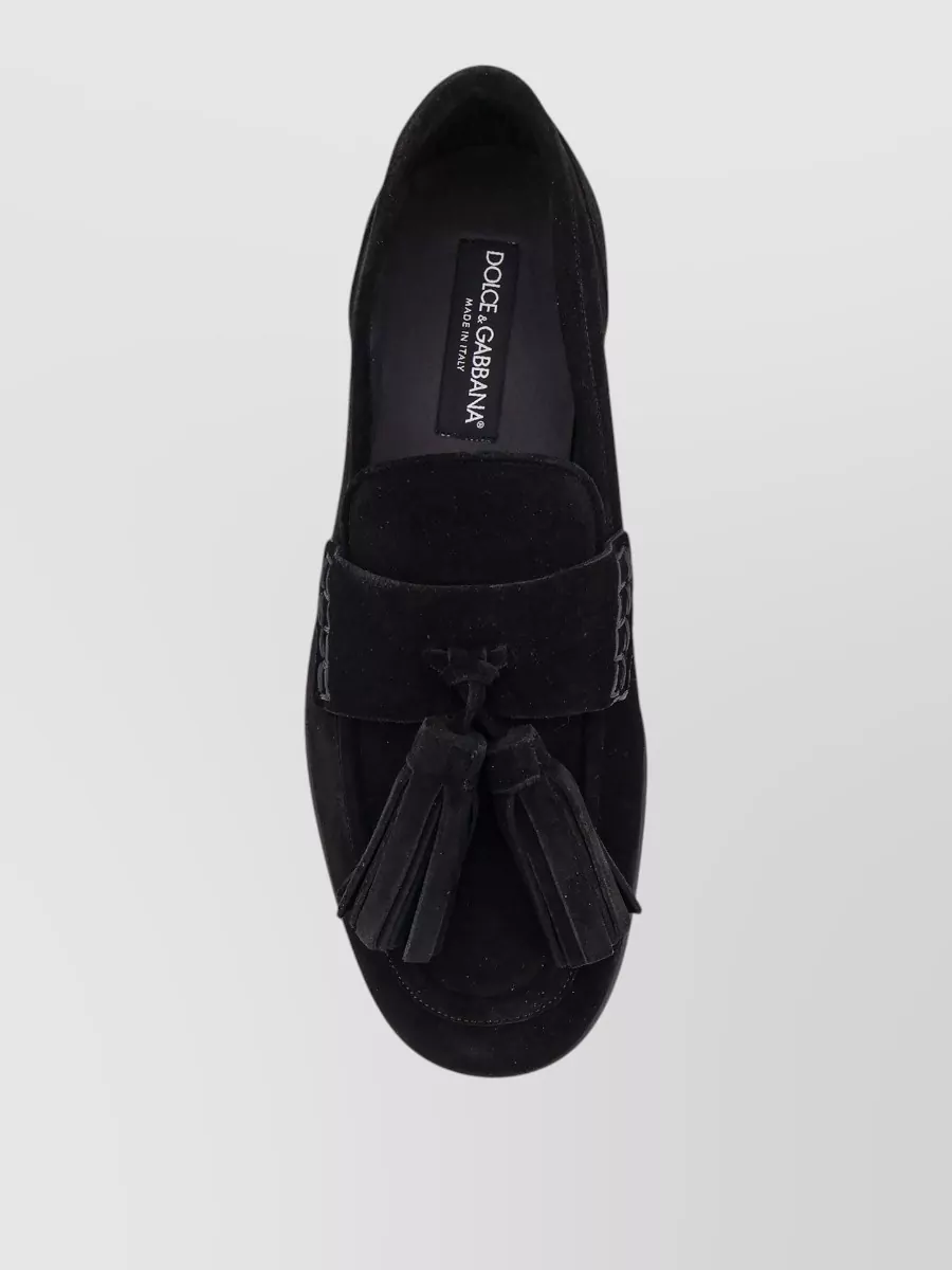 Dolce&Gabbana Suede Loafers Round Toe Tassel Detail