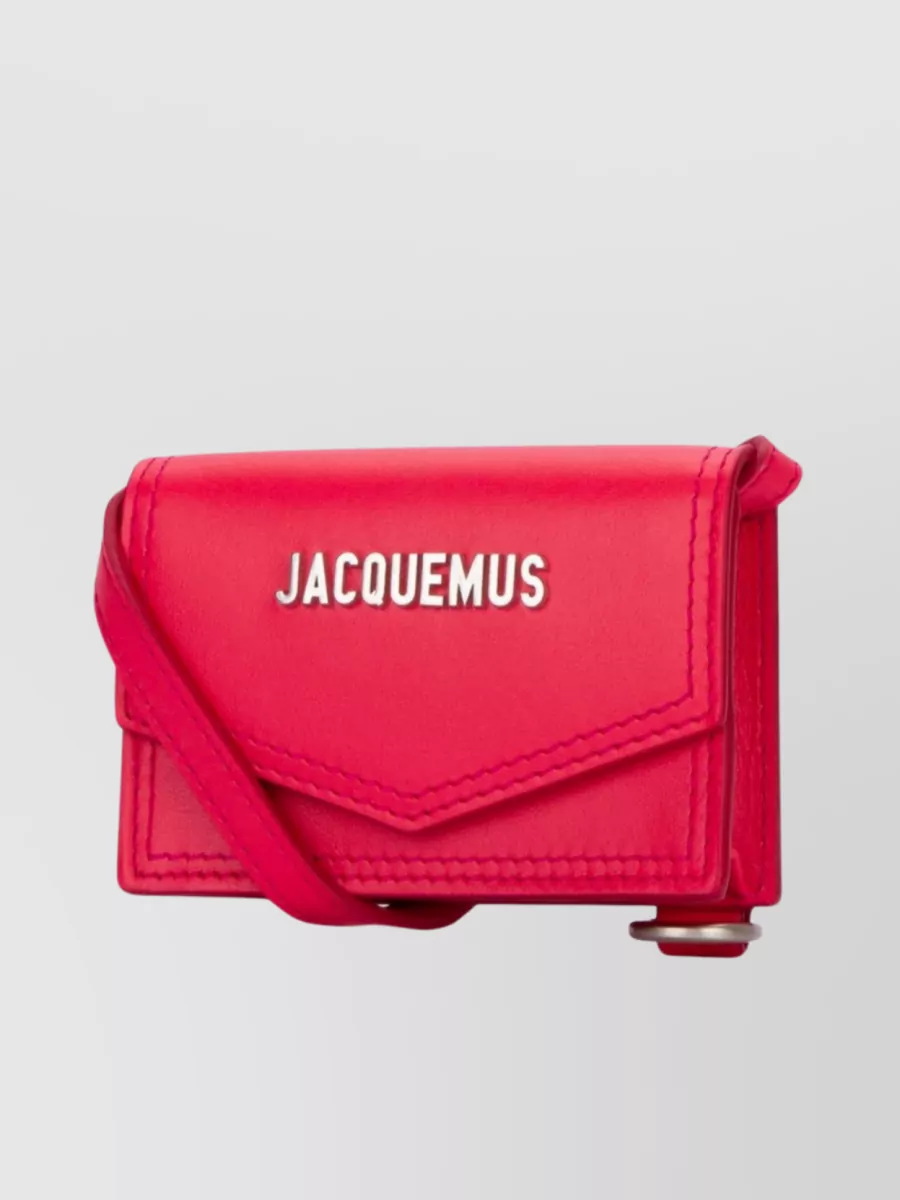 Shop Jacquemus Chain Strap Wallet Holder In Red