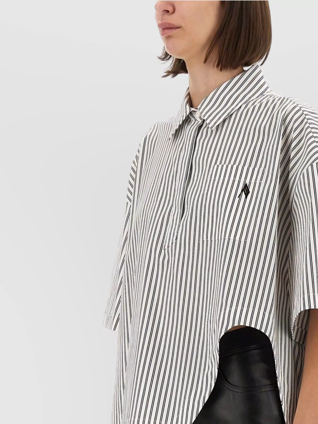 The Attico "Diana" Striped Short Sleeve Shirt