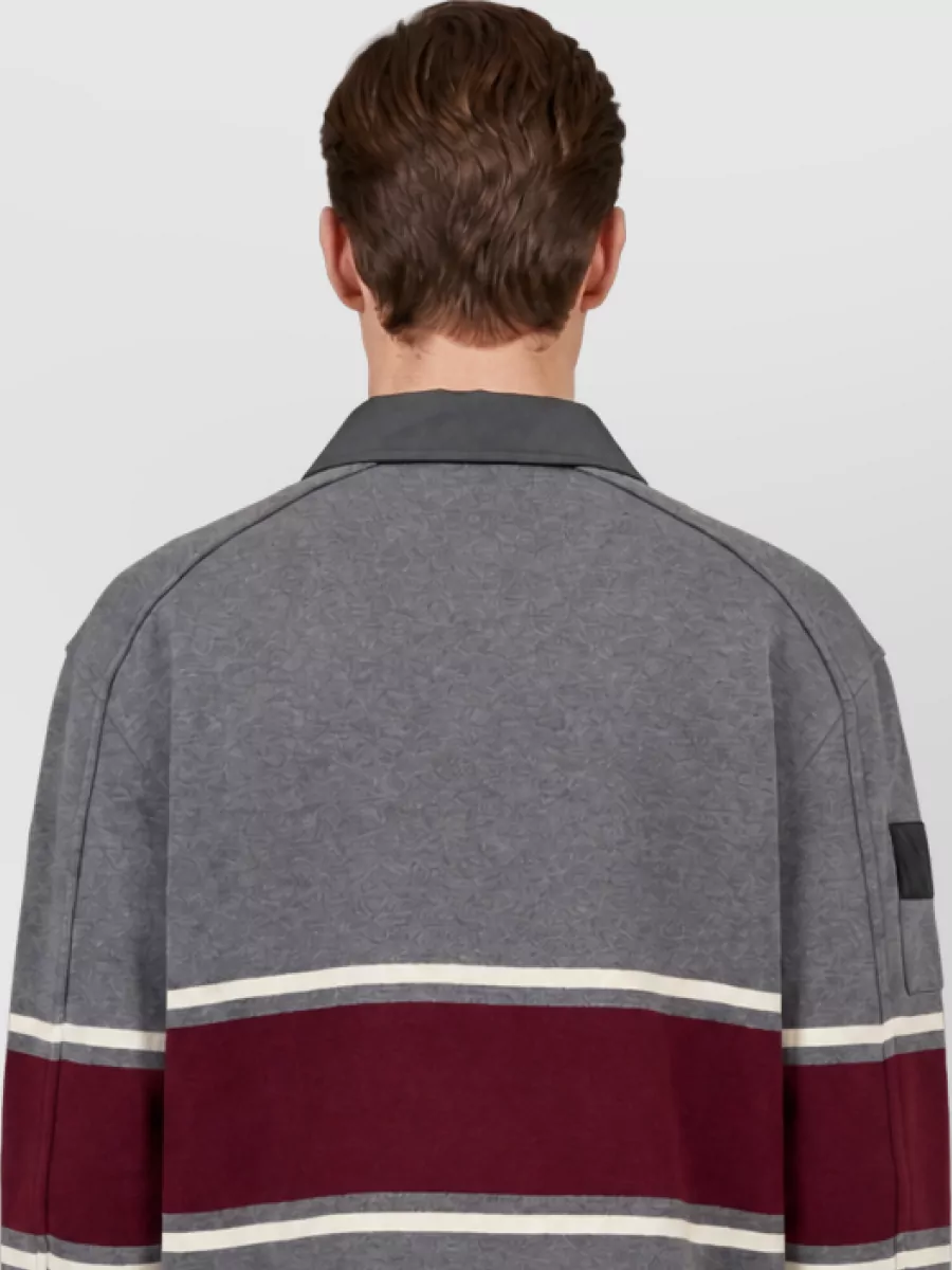 Bottega Veneta Striped Long-Sleeve Relaxed-Fit Polo Shirt