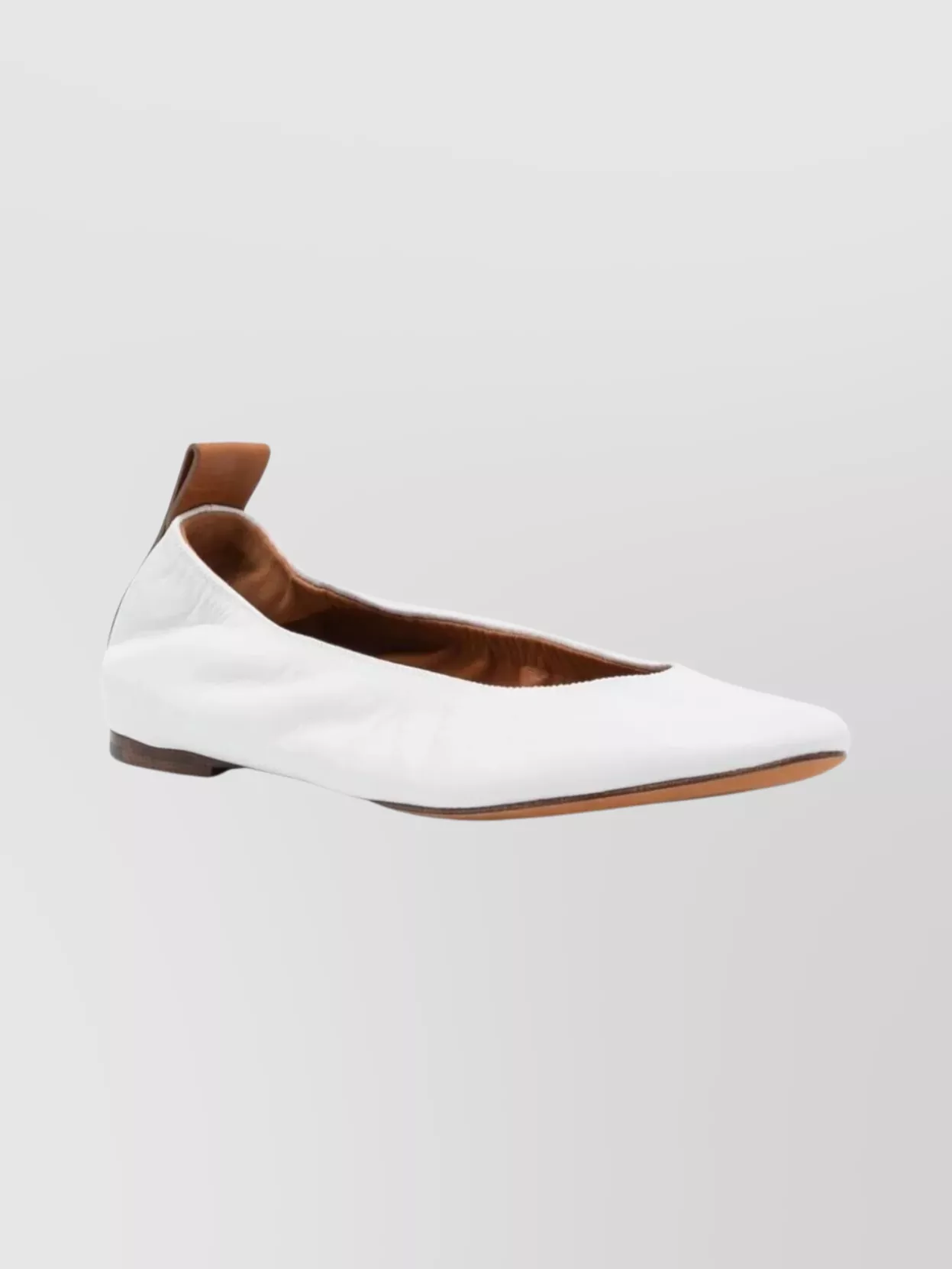 Lanvin Round Toe Ballerina Shoes With Leather Sole In White