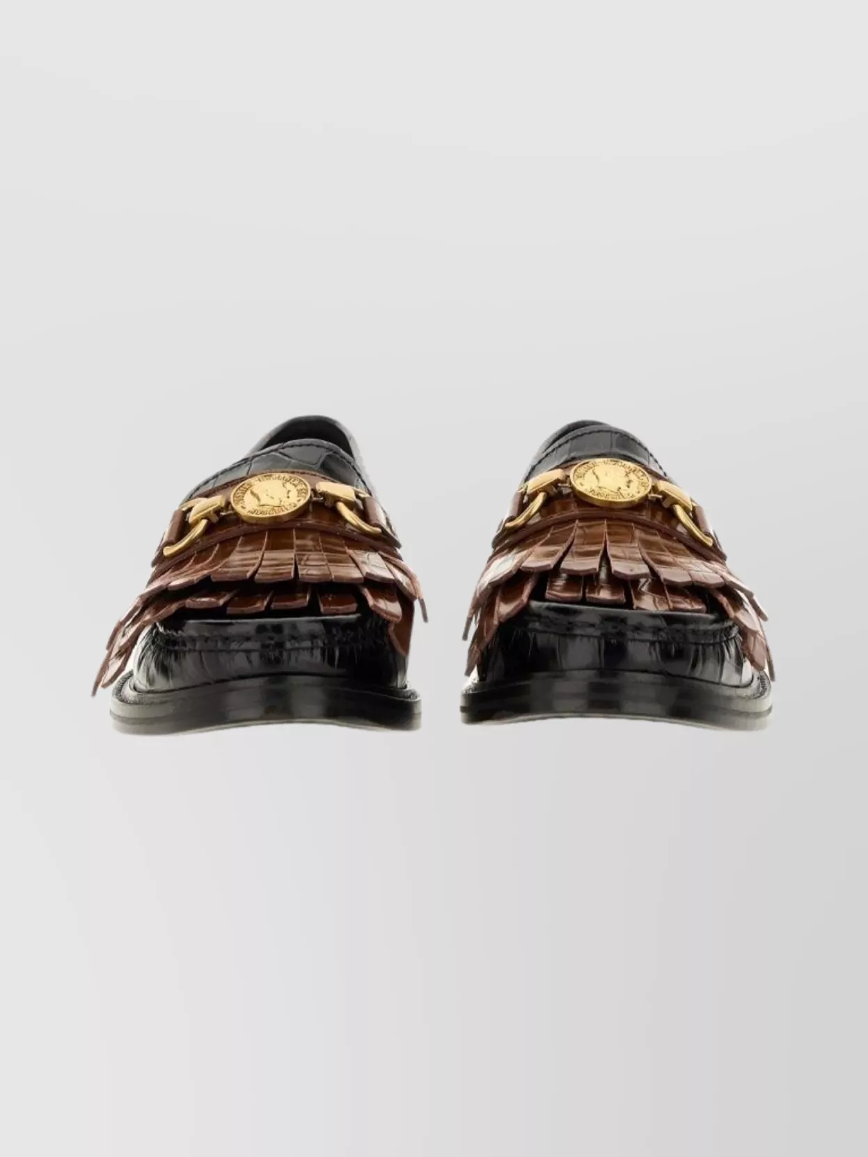 Moschino Textured Round Toe Loafers Fringe
