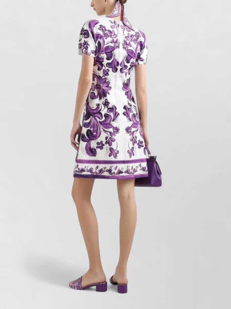 Dolce&Gabbana Short Dress Fitted Waist Floral Pattern