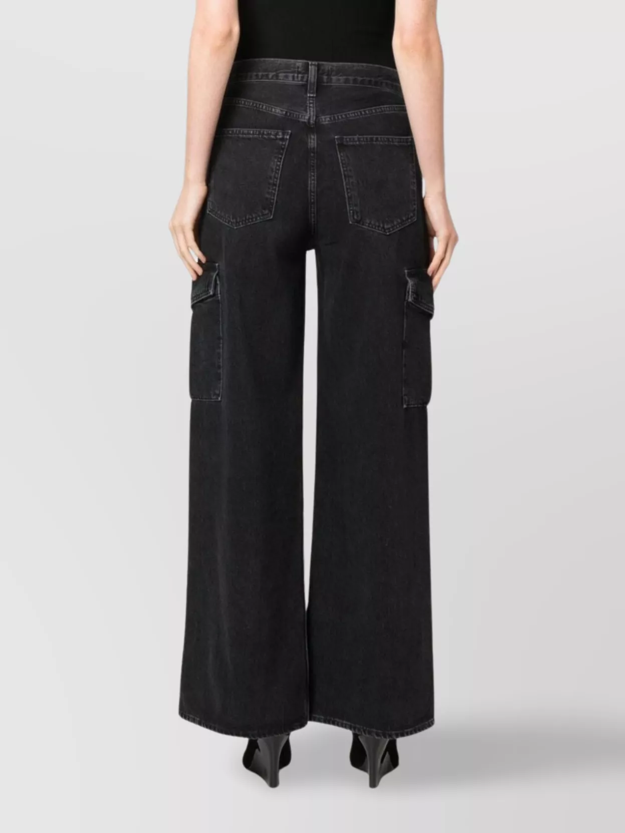 Agolde Wide-leg Cargo Jeans Featuring Belt Loops In Black