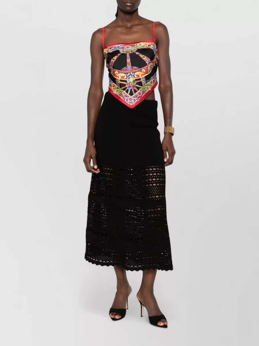 Dolce&Gabbana Silk Carretto-Print Knotted Camisole Top