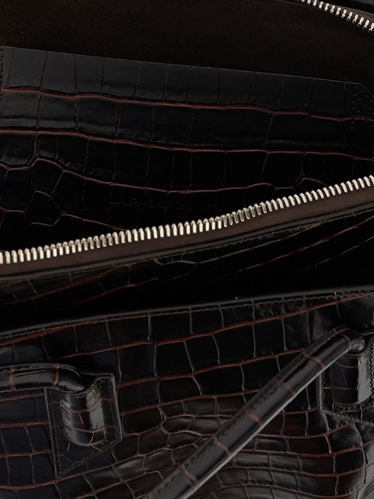 The Attico Crocodile Texture Shoulder Bag With Double Handles