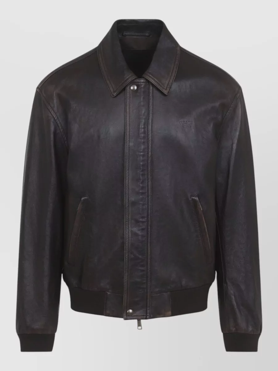 Prada lamb leather regular-fit bomber jacket