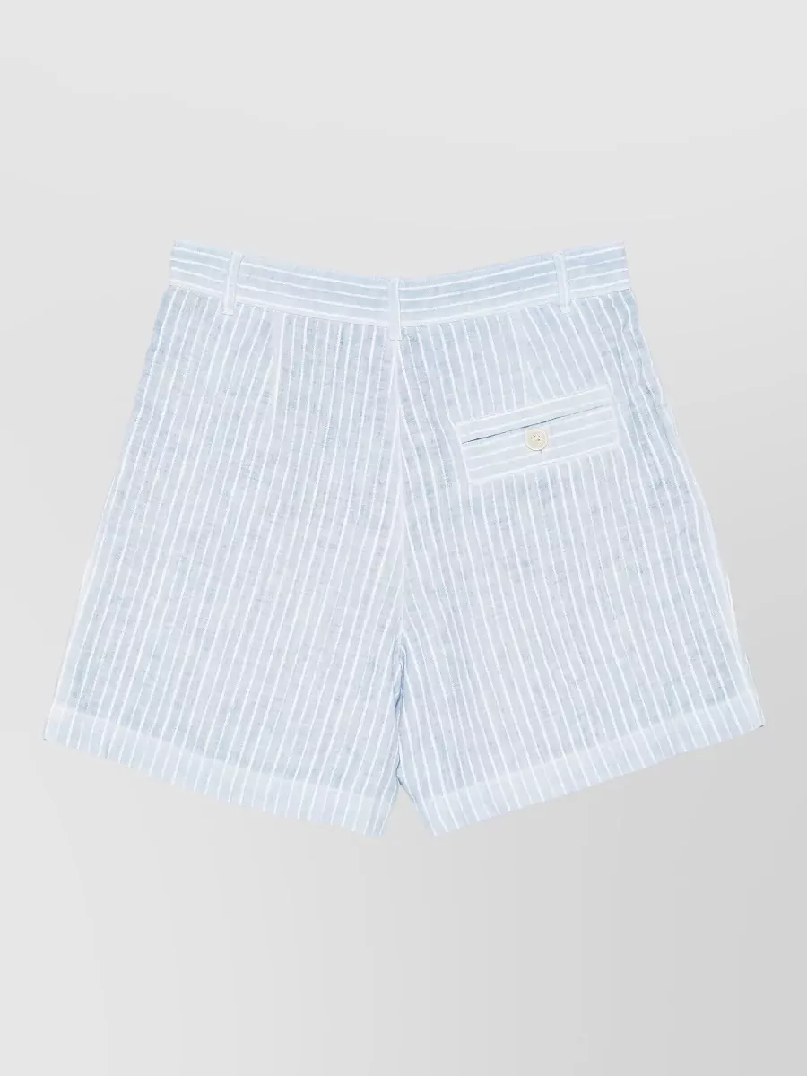 120% Lino Striped Linen Cropped Shorts