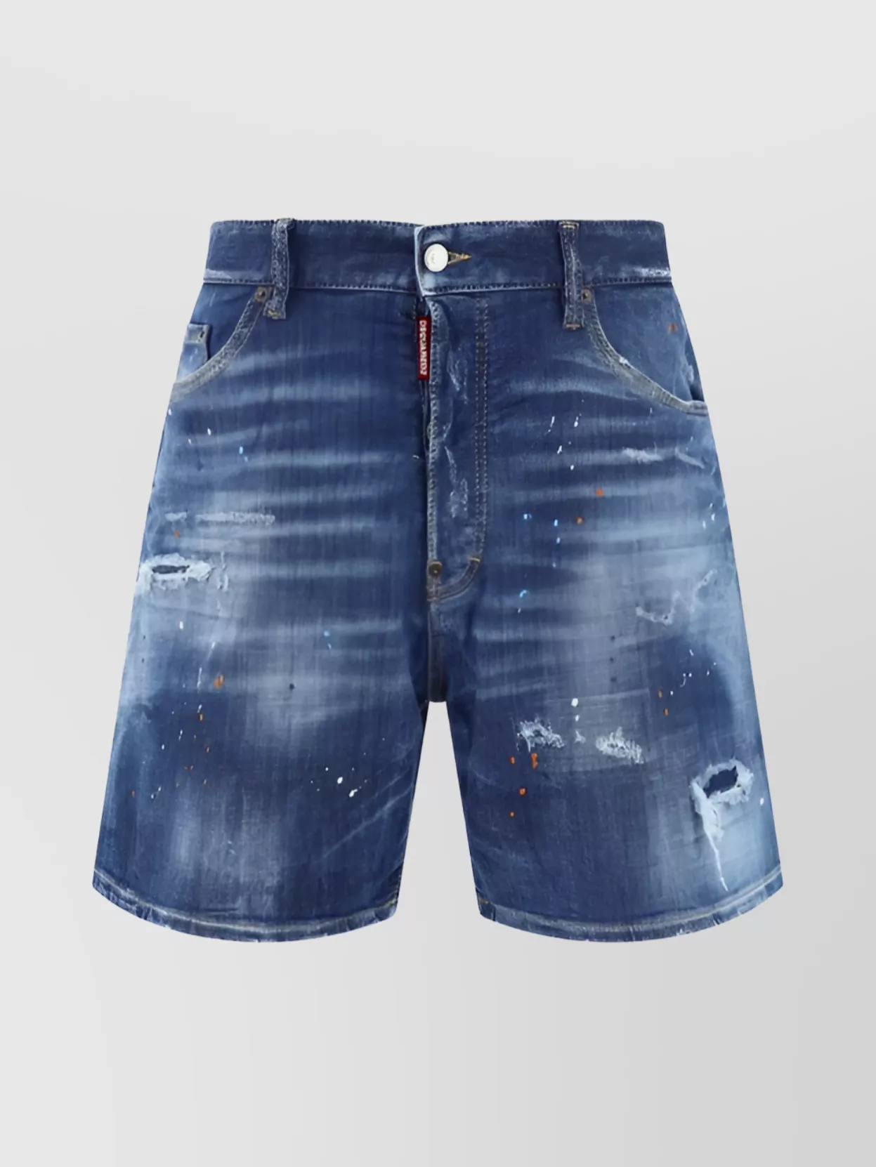 Shop Dsquared2 Denim Shorts With Patent Leather Effect