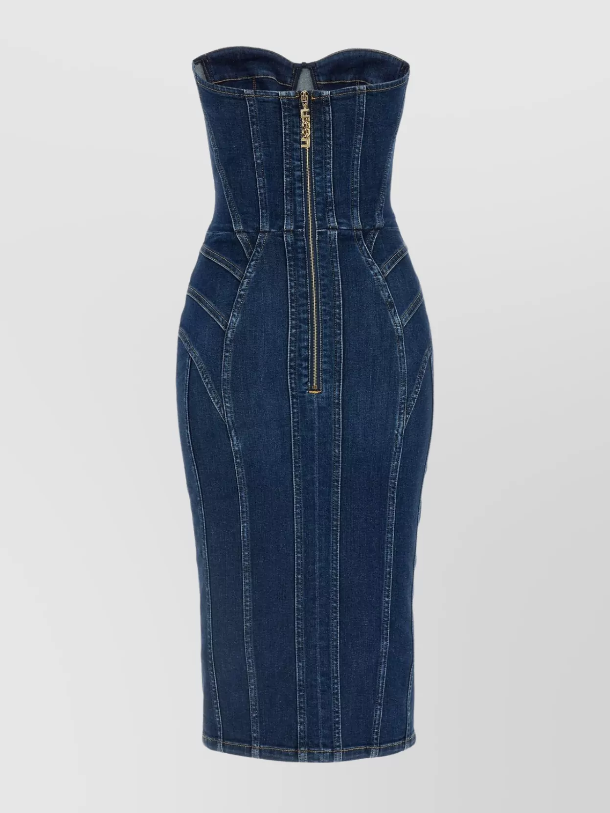 Elisabetta Franchi Denim Corset Dress With Panel Detailing