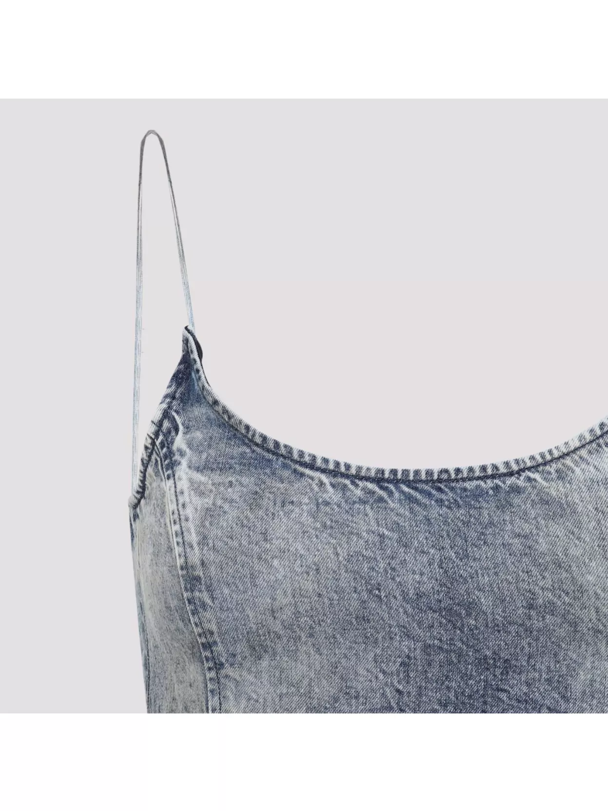 Shop Diesel Draped Denim Print Mini Dress With Frayed Detail