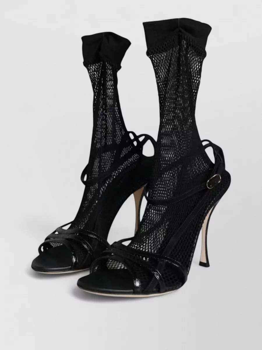 Dolce&Gabbana Leather Mesh Stiletto Sandals