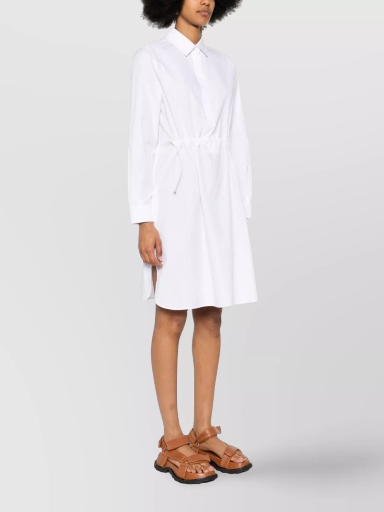 Max Mara Cotton Shirtdress Drawstring Waist