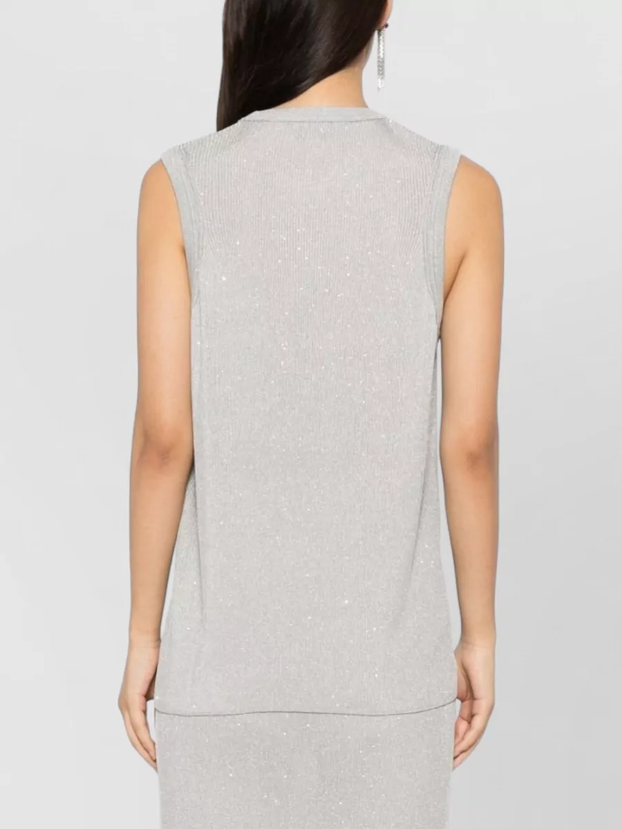 Tom Ford Sequined Crew Neck Sleeveless Ribbed Top