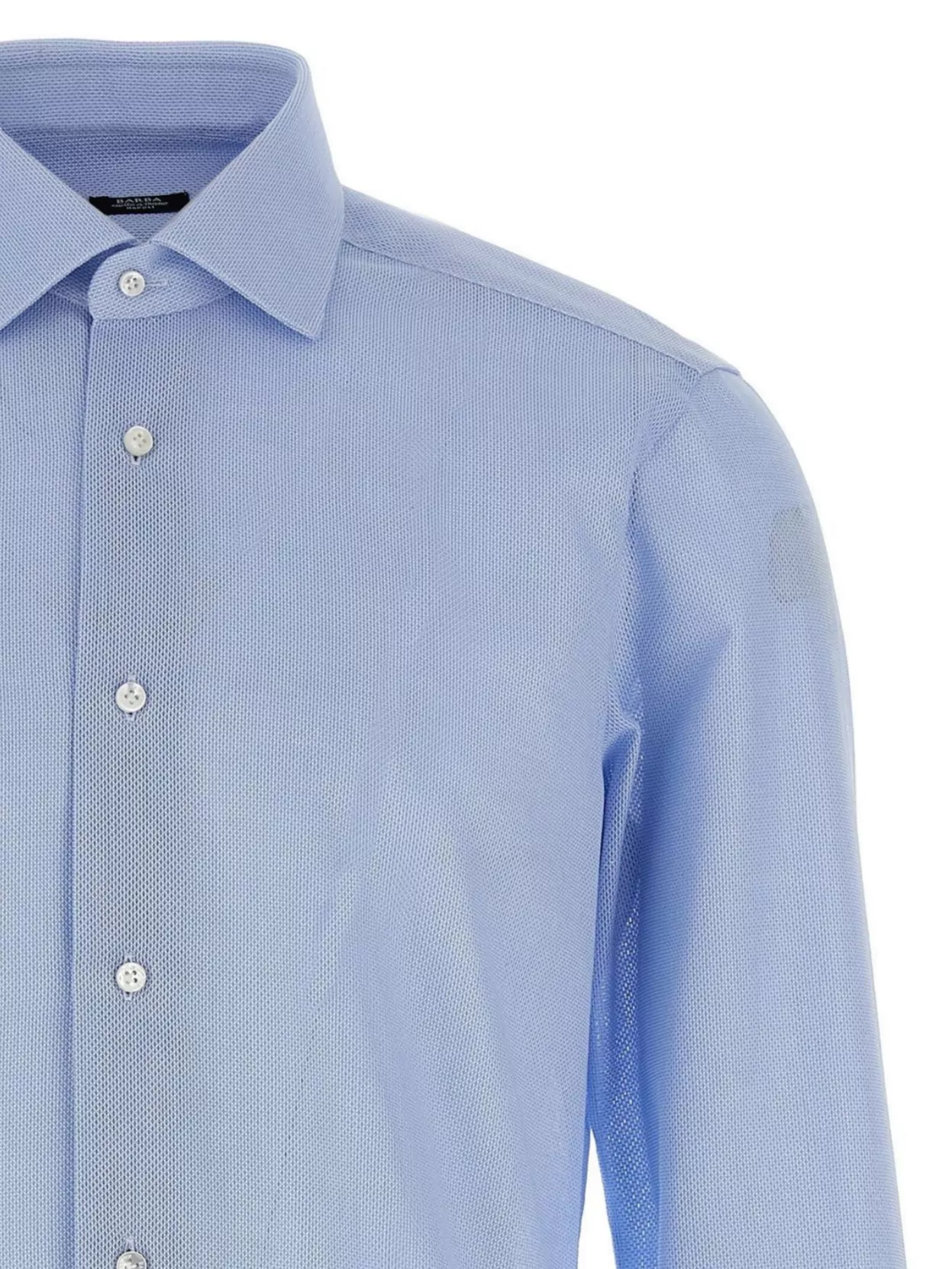 Barba Textured Shirt With Collar And Curved Hem