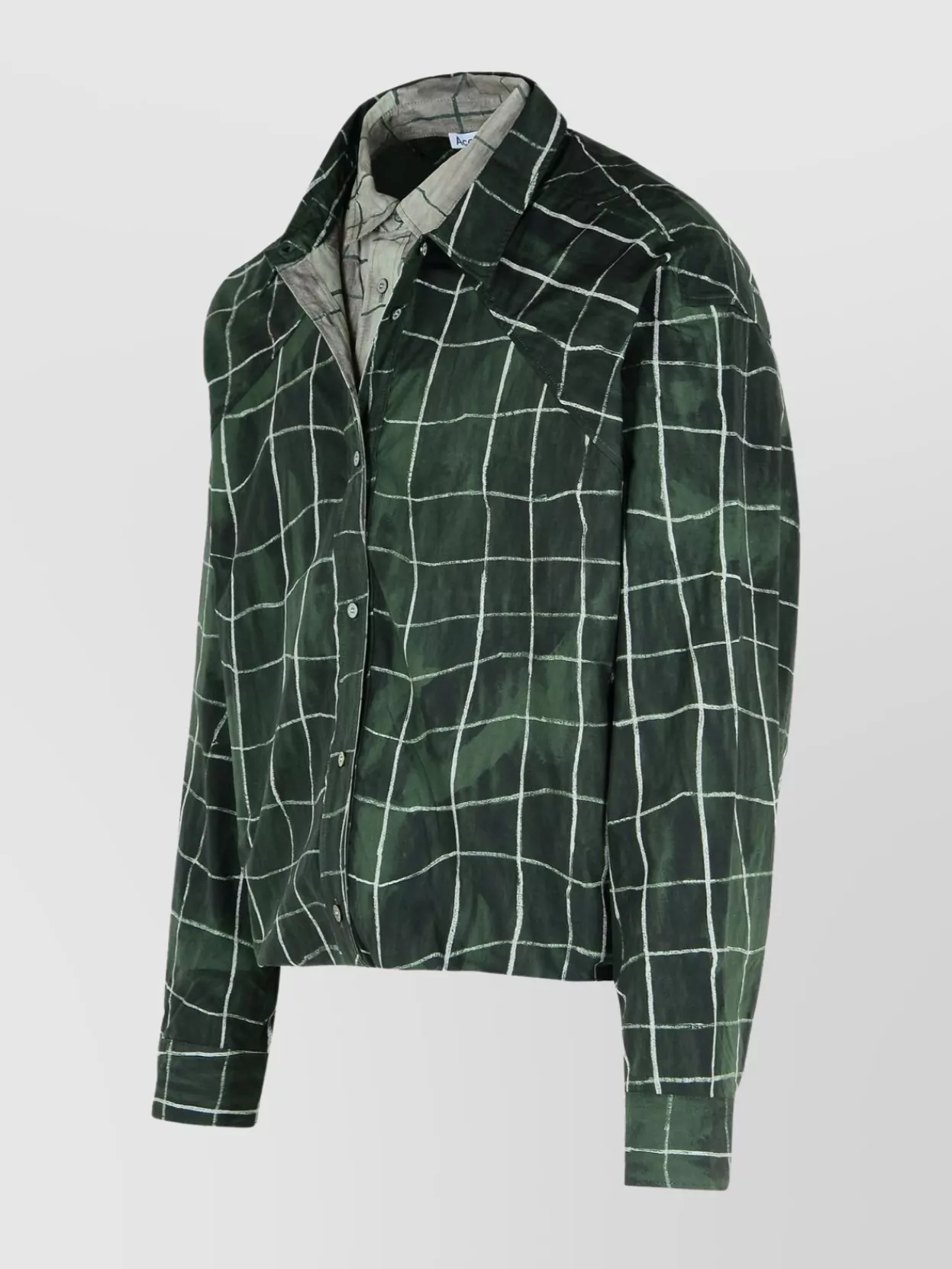 Acne Studios Layered Cotton Shirt Checkered Design