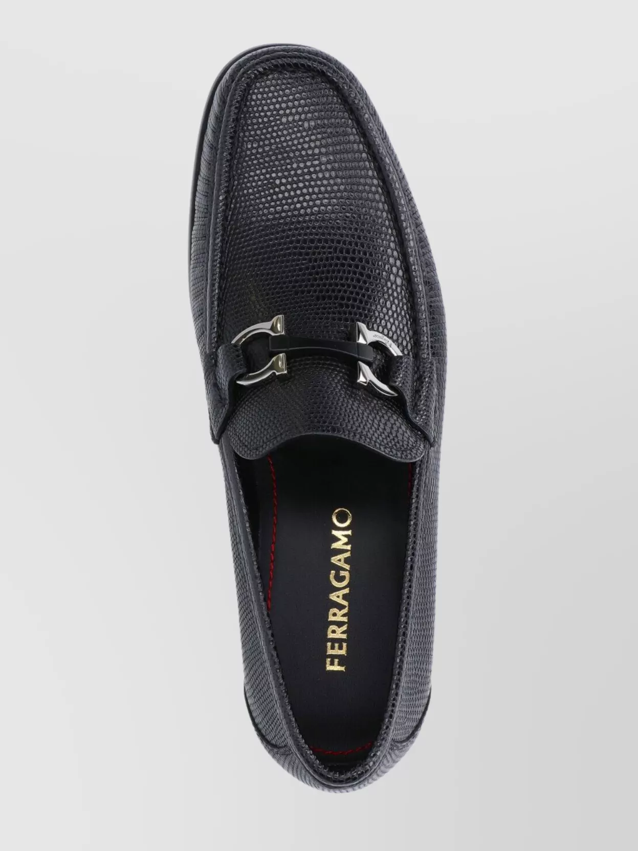 Ferragamo Loafers With Metal Hardware And Textured Finish