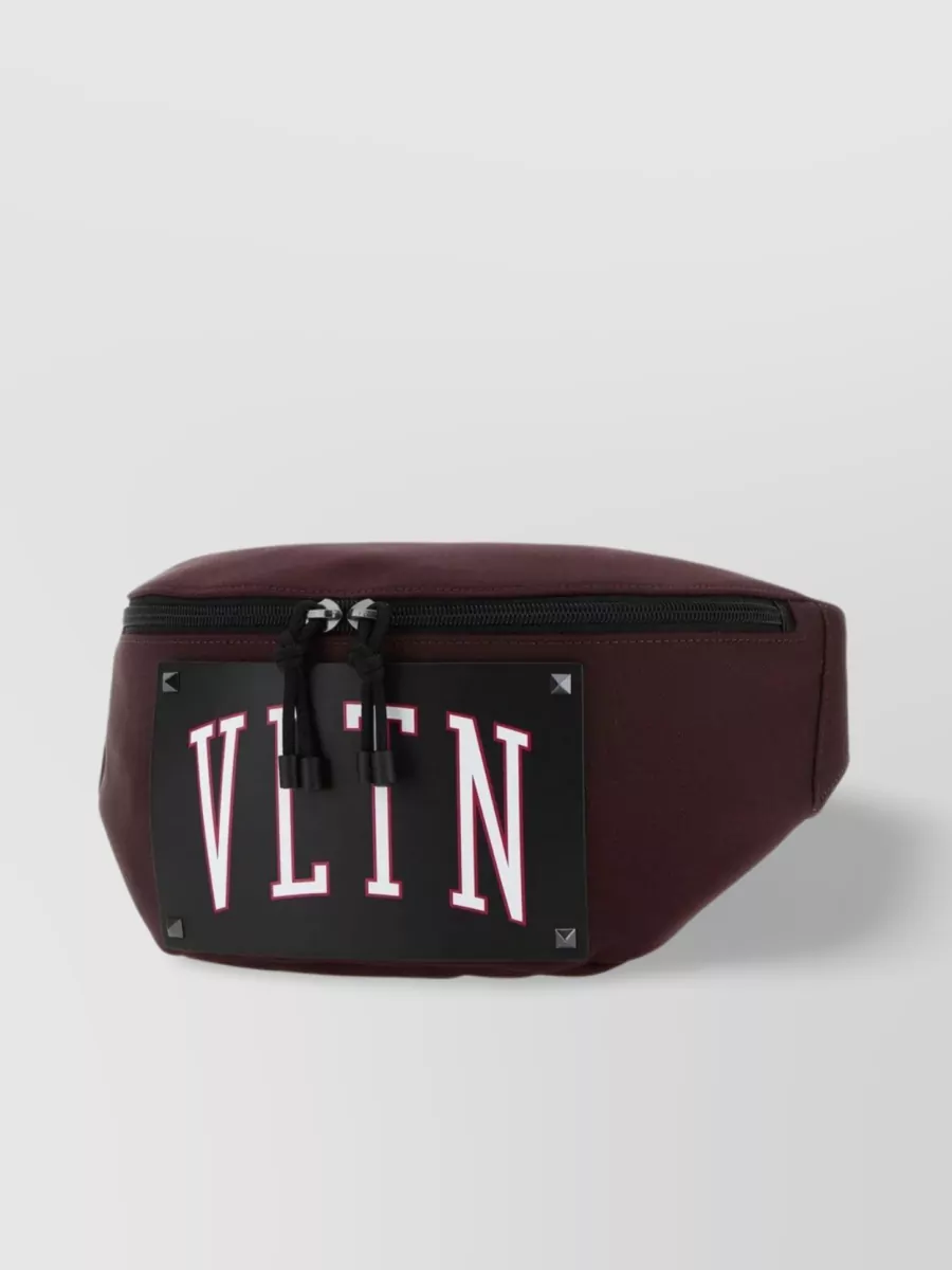 Shop Valentino Adjustable Strap Fabric Belt Bag In Burgundy