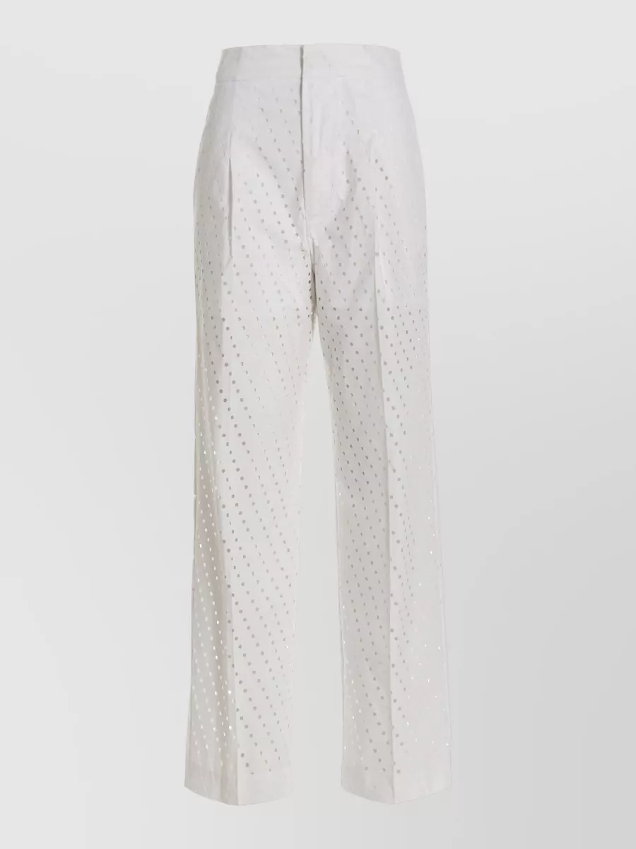 Nude High-rise wide-leg jeans