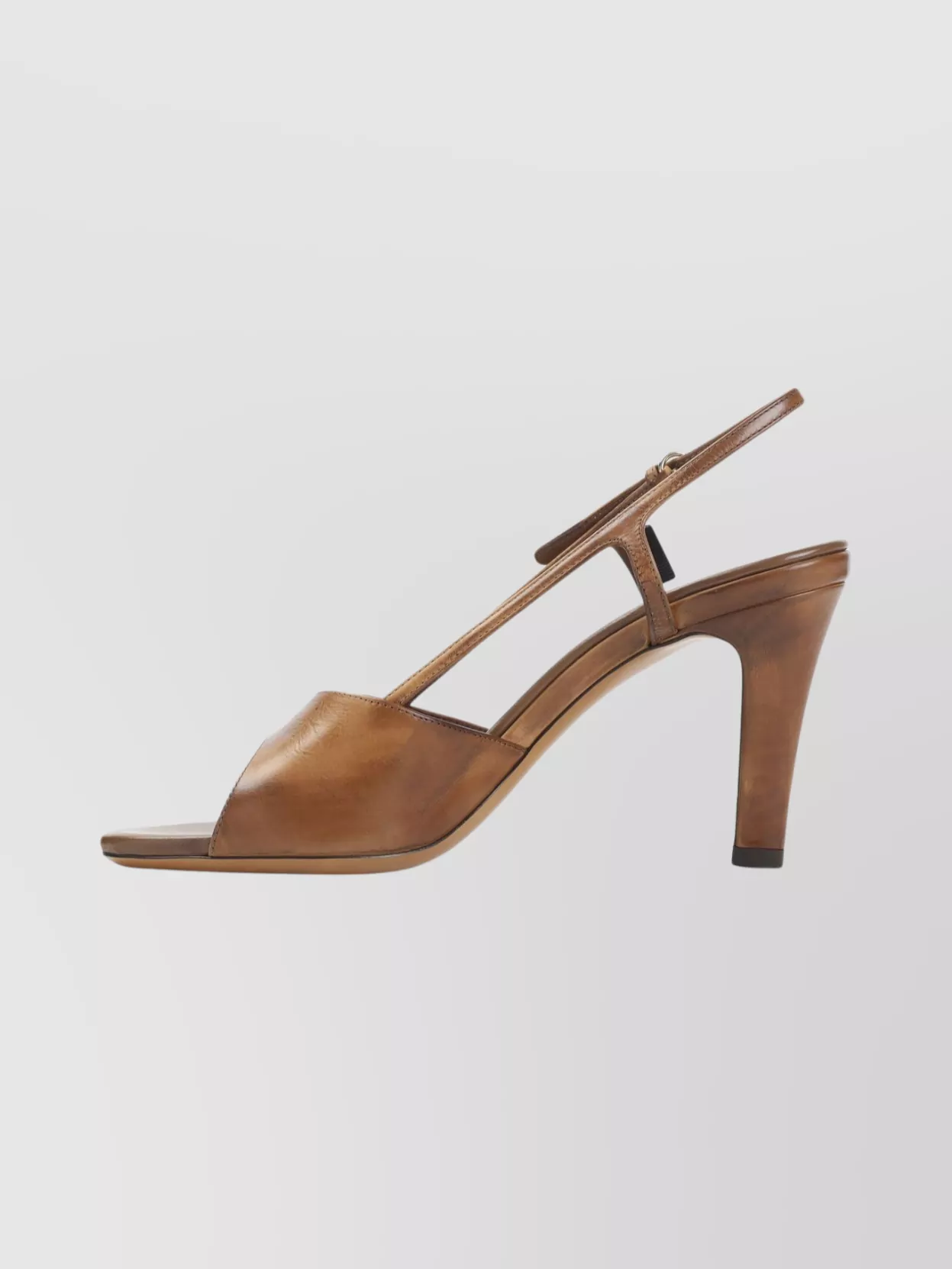Miu Miu Leather Open Toe Sandals With Buckle Detail In Brown