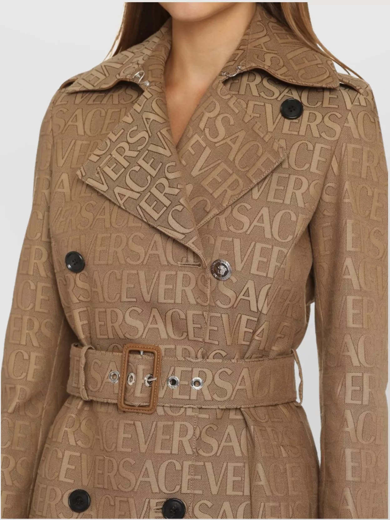 Versace Trench Coat In Cotton Blend
