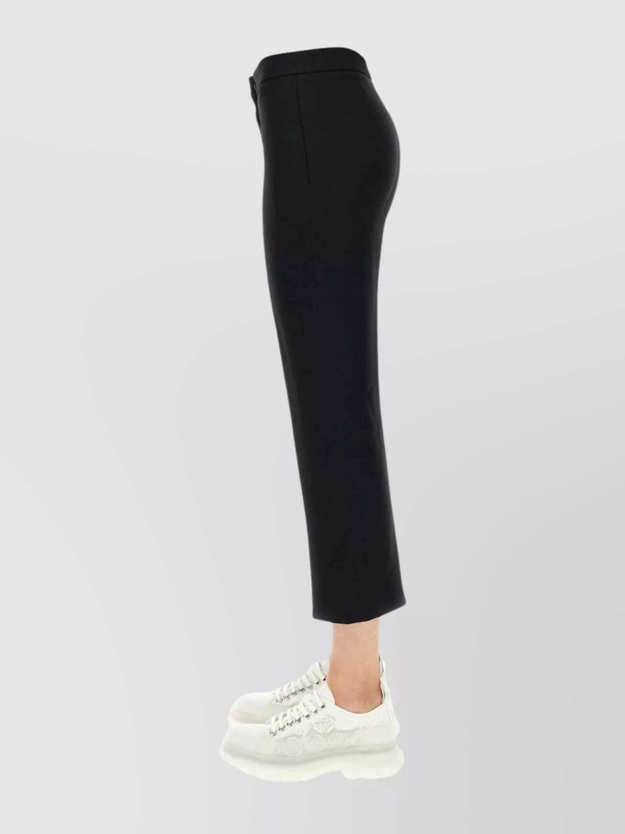 Shop Alexander Mcqueen Trousers Cropped Belt Loops