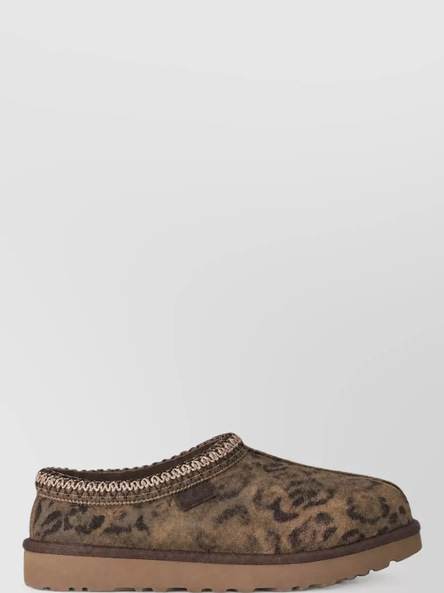 Ugg leather animal-print slippers