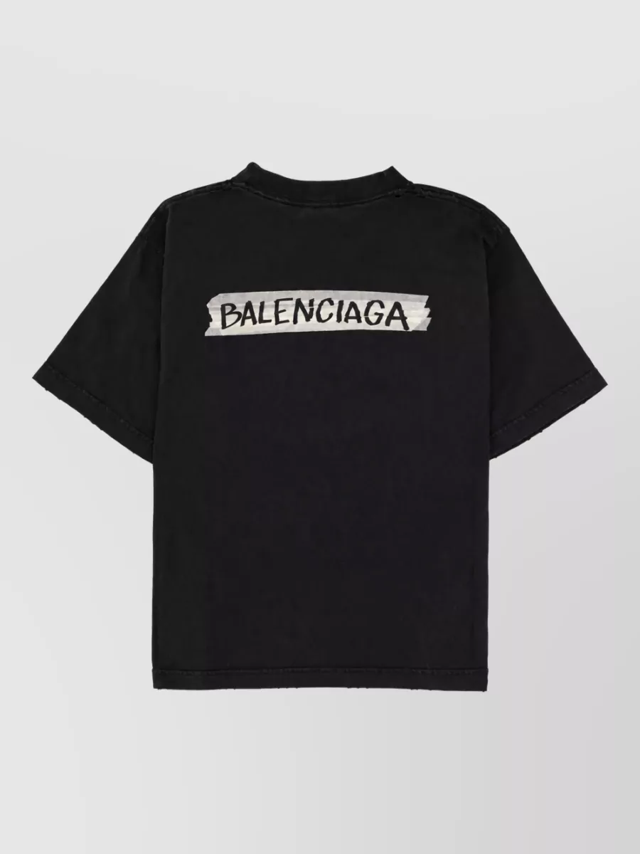 Balenciaga Logo Crew Neck Graphic Jersey T Shirt
