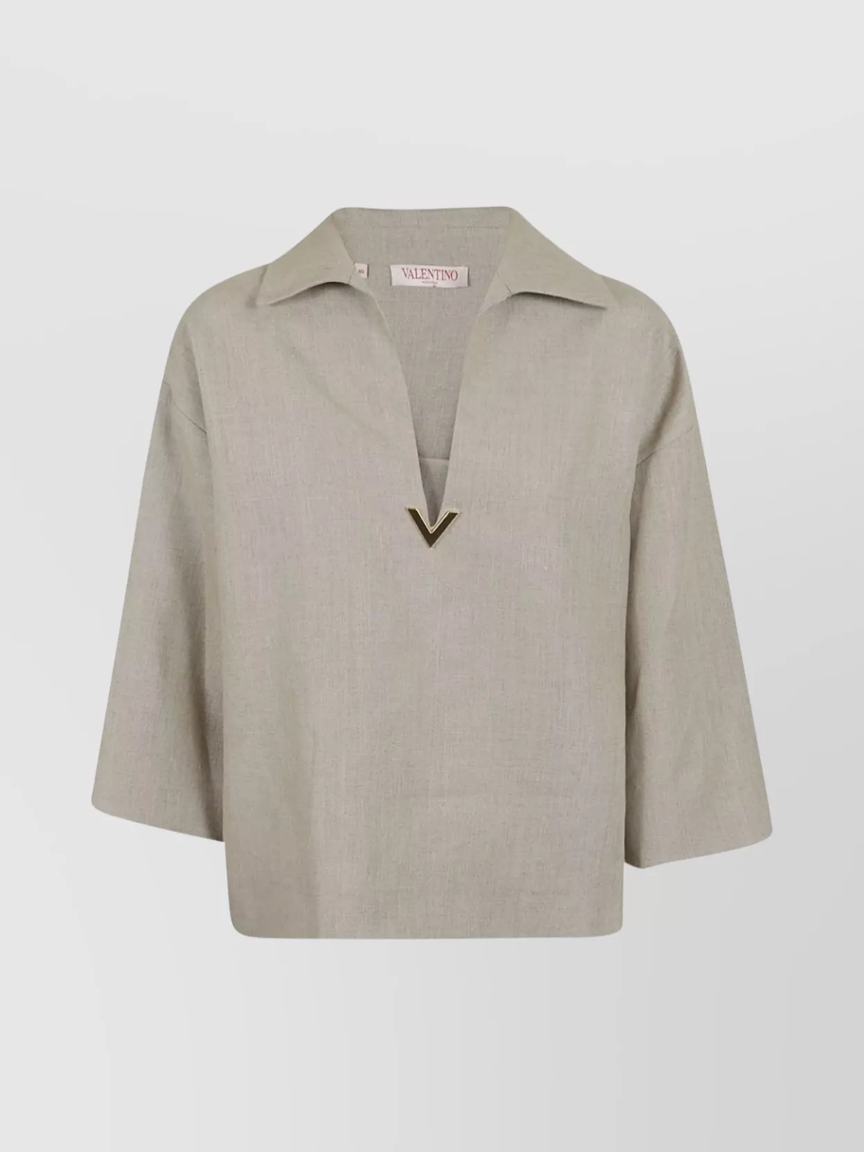 Shop Valentino Top With Metal V | Solid Linen Fabric