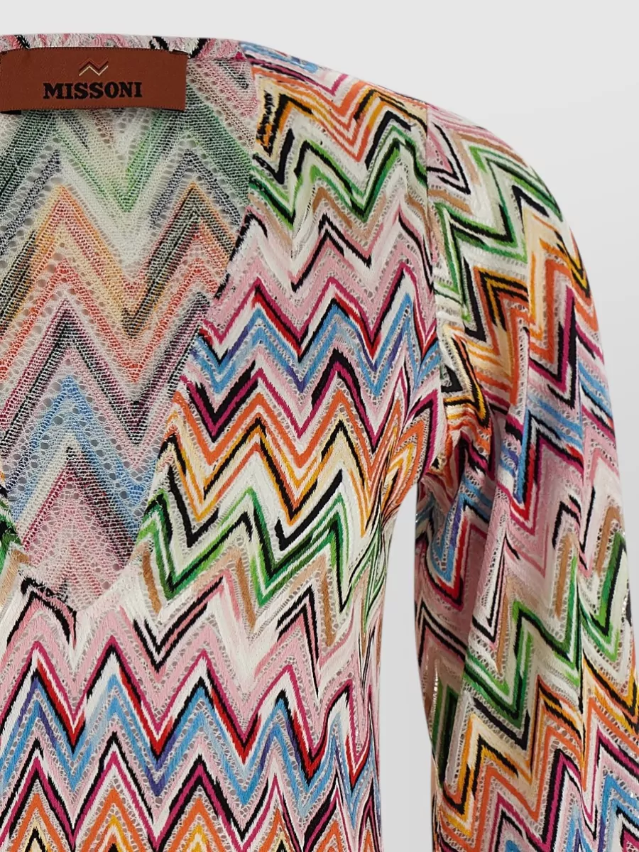 Missoni Chevron Knit Dress V Neckline Long Sleeves