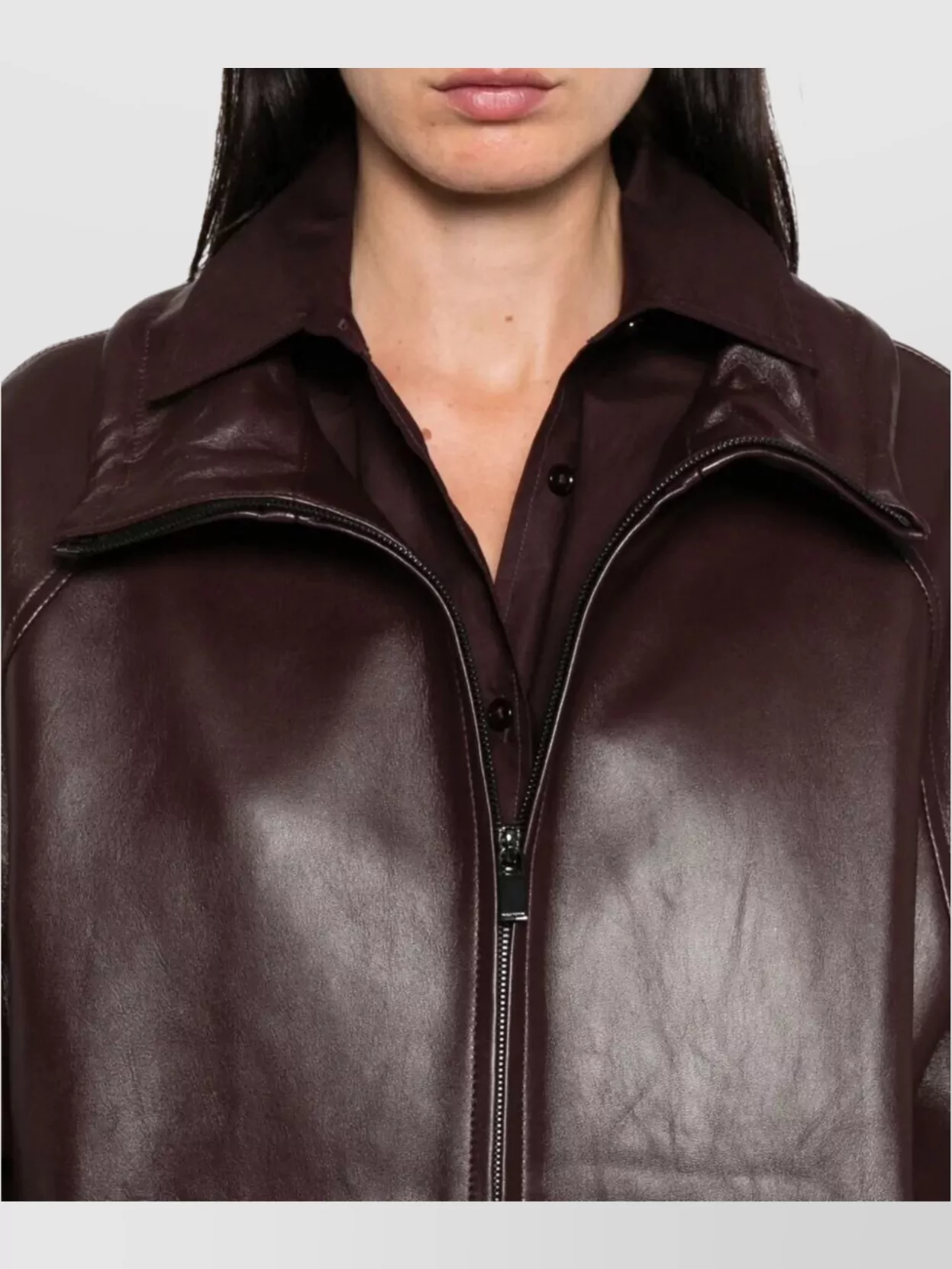 Magda Butrym Leather Jacket Elasticated Cuffs