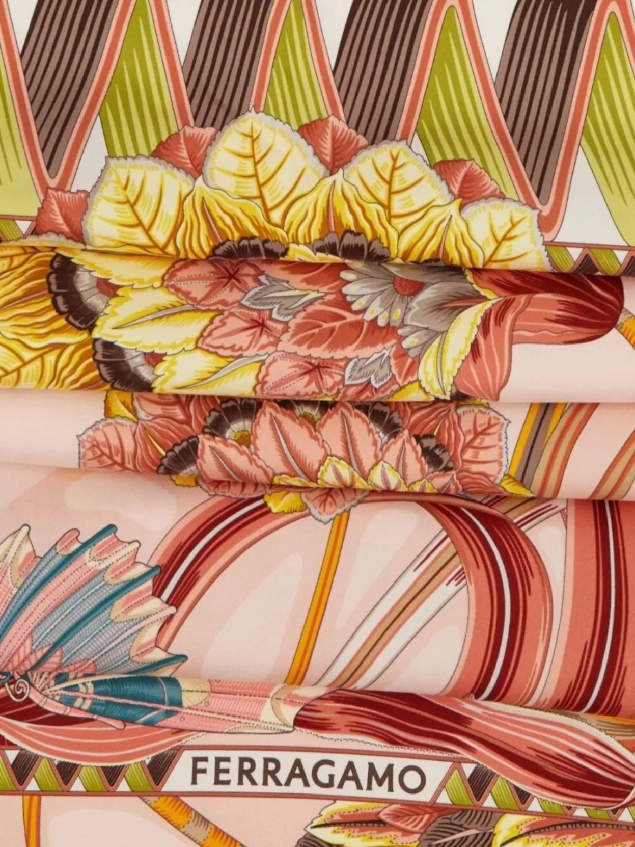 Ferragamo Silk Foulard With Butterfly And Floral Motifs