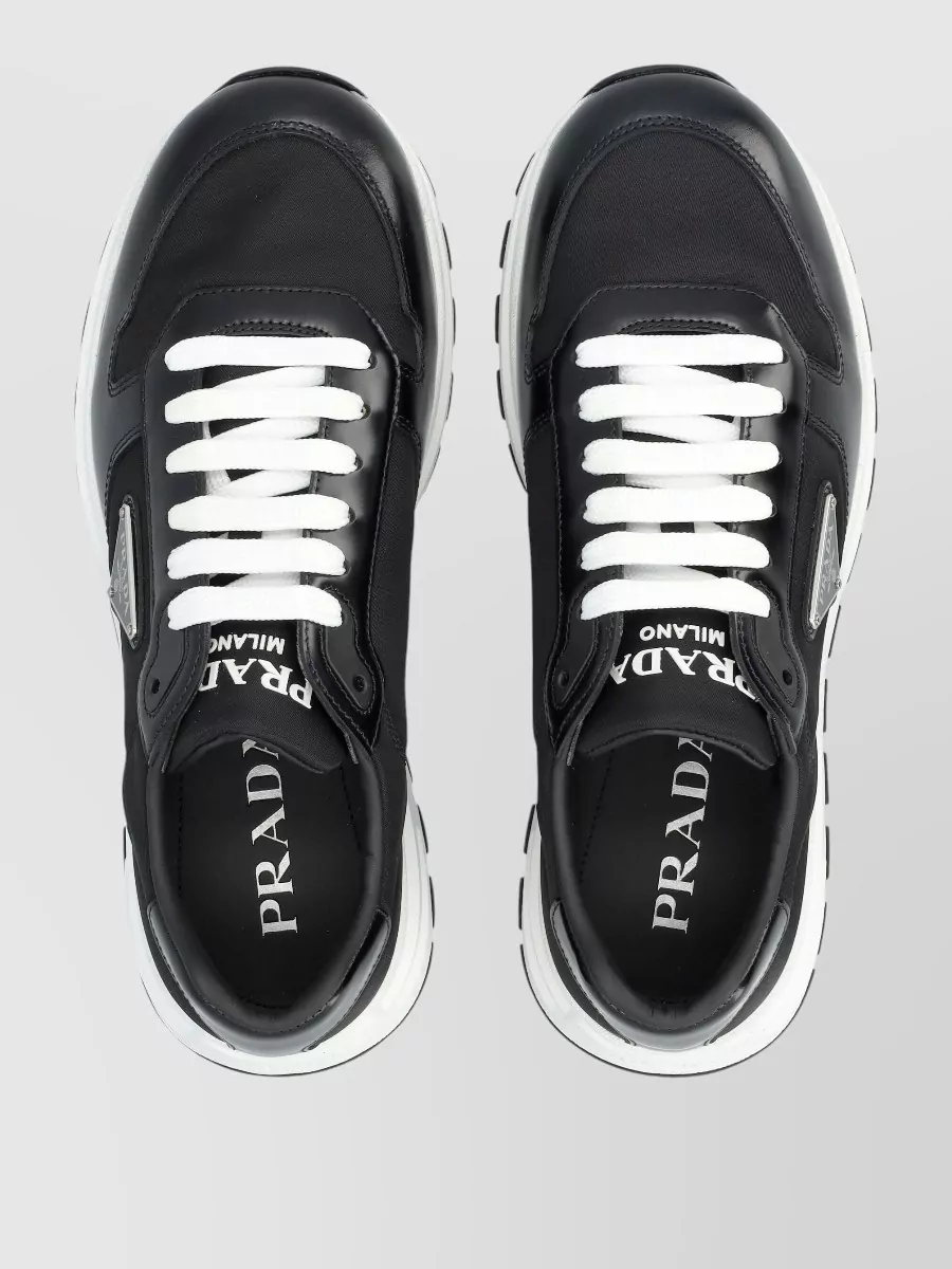 Prada Prax City Nylon Leather Low Sneakers