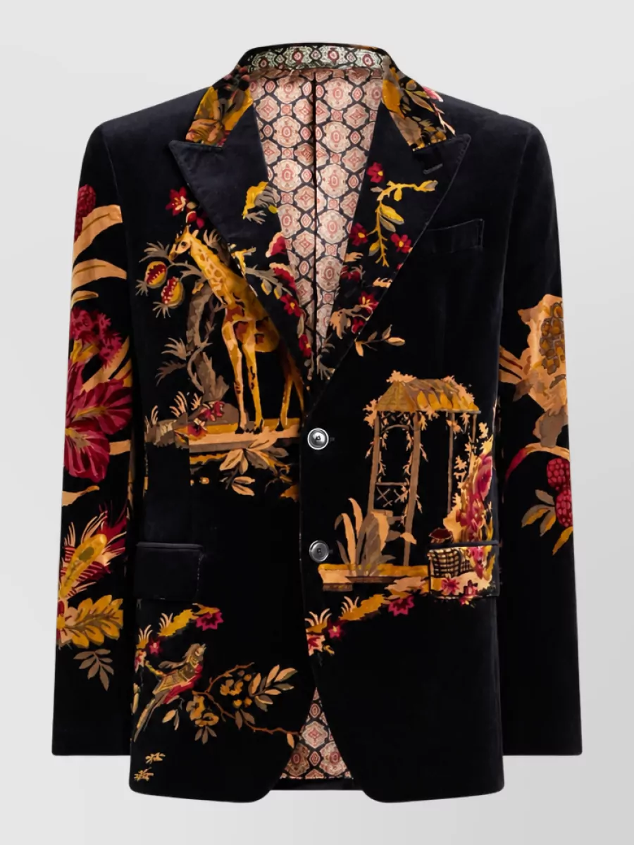 Etro Cotton floral-print single-breasted suit jacket