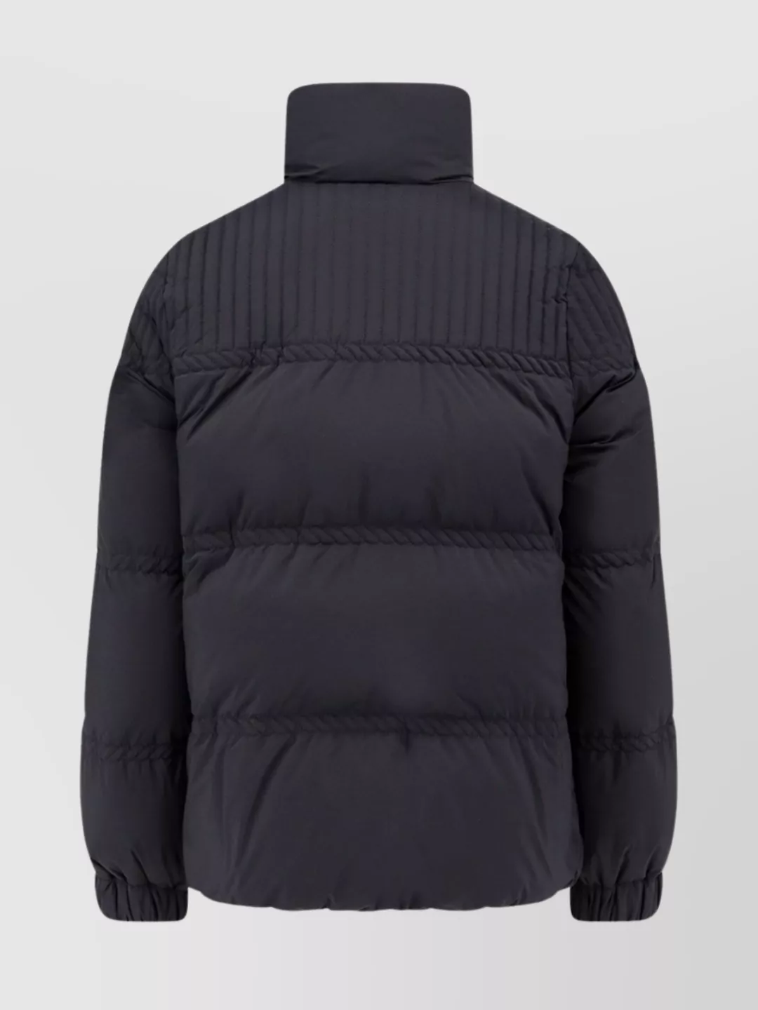 Moncler High Collar Quilted Nylon Outerwear In Blue