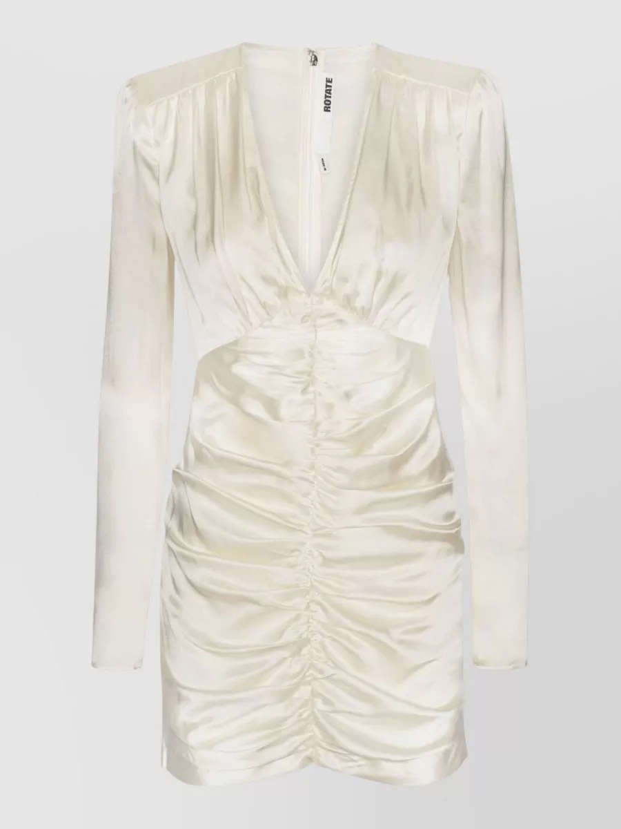 Rotate silk v-neck gathered mini dress
