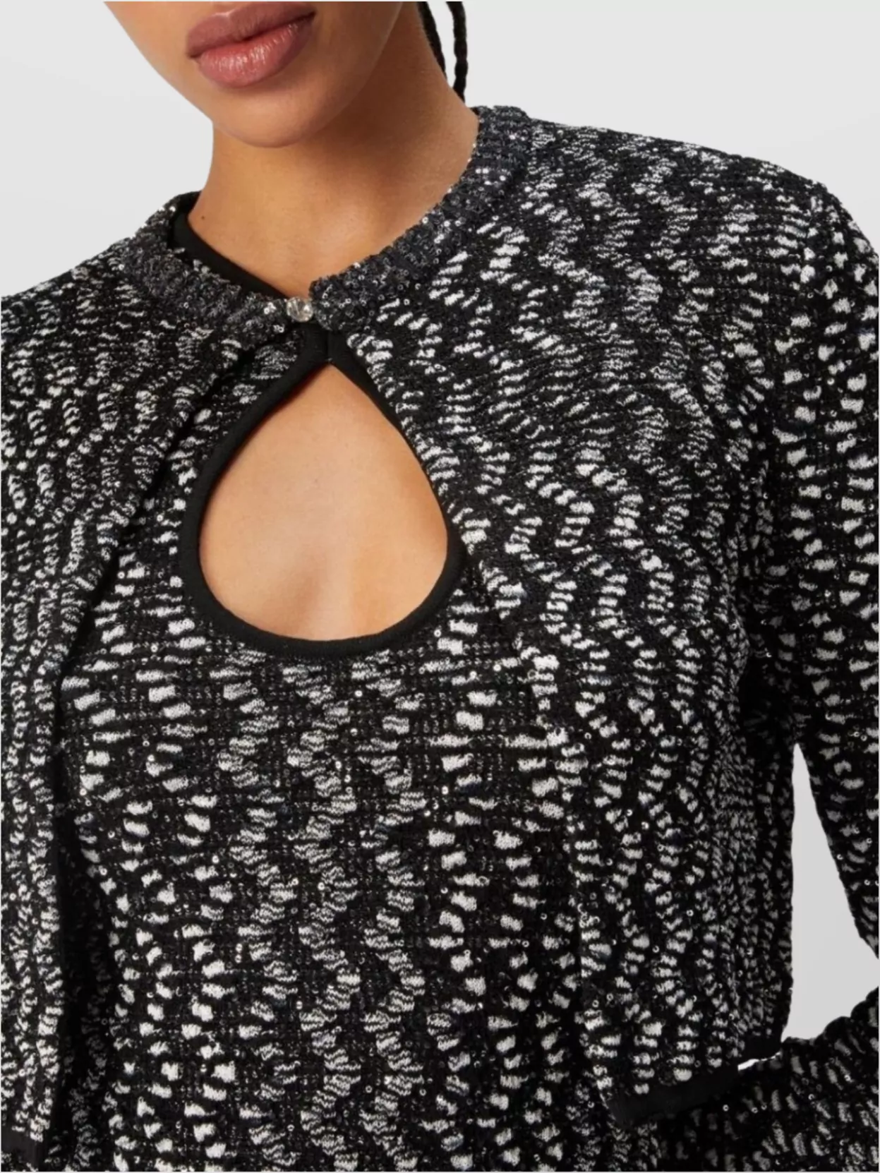 Missoni Textured Knitwear Cropped Cardigan Set In Black