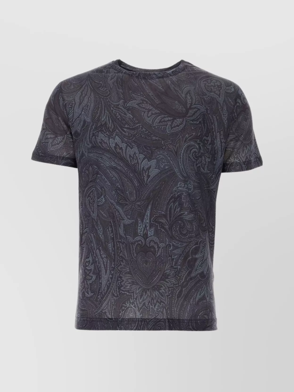 Shop Etro Lyocell Paisley Print T-shirt With Ribbed Crew Neck