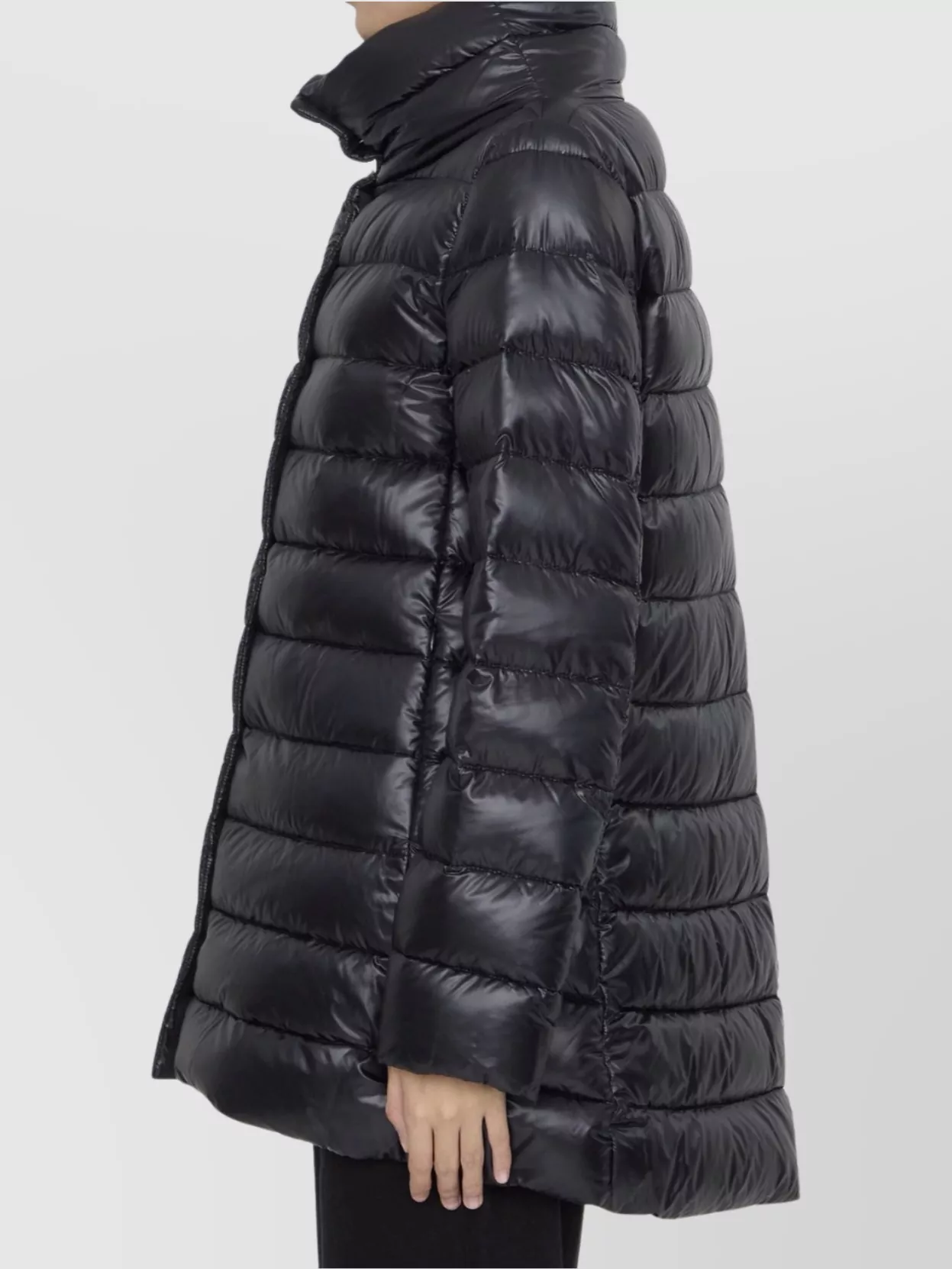 Herno Quilted Down Jacket High Collar In Black