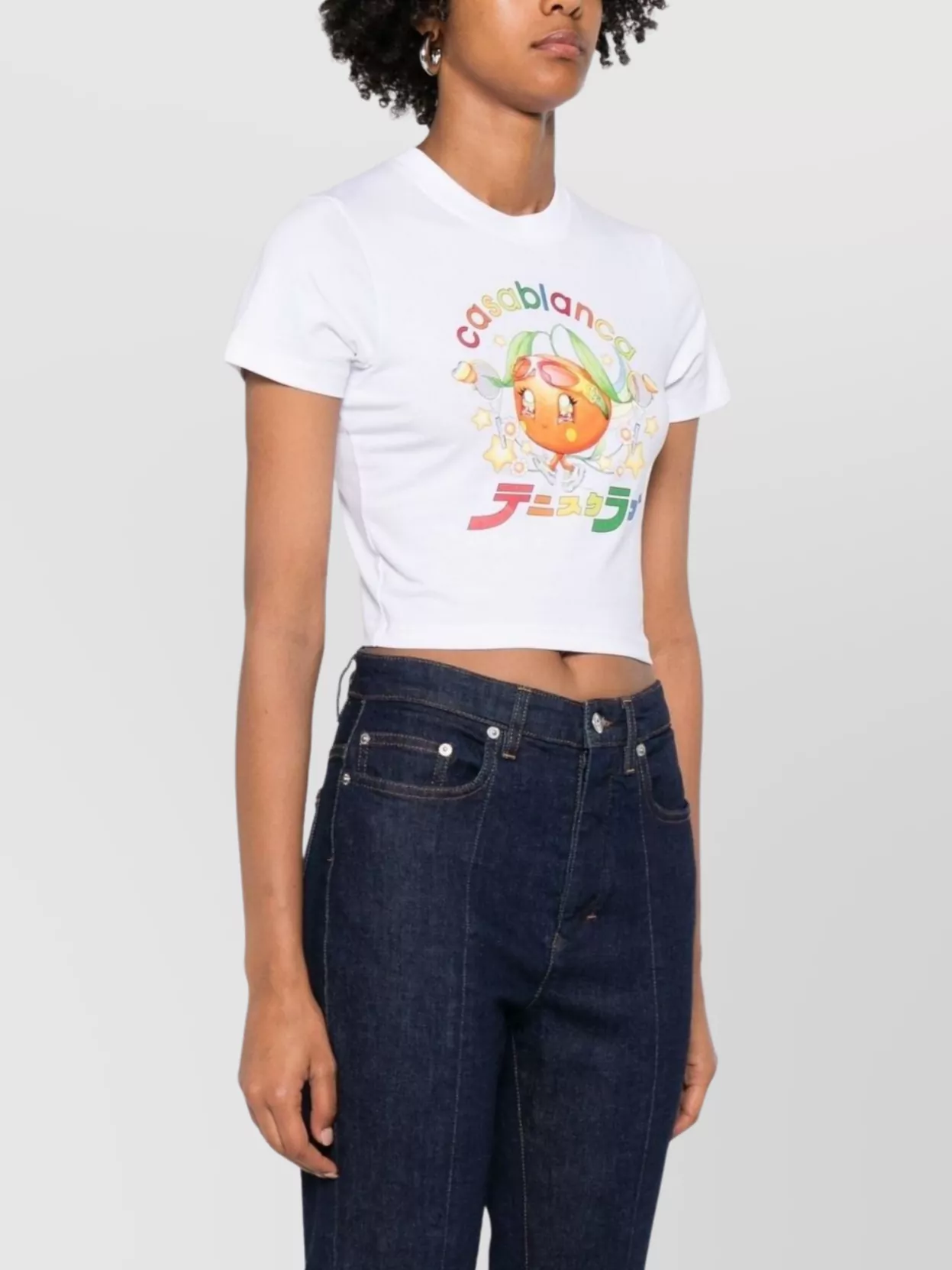 Casablanca Graphic Cropped T-Shirt Featuring Mascot Design