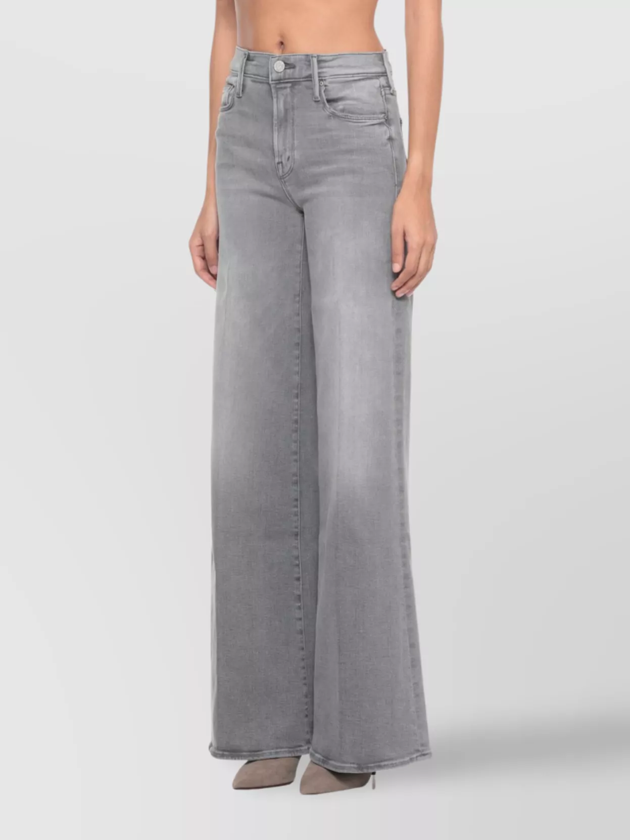 Mother Wide Leg Trousers Five Pocket Style In Brown