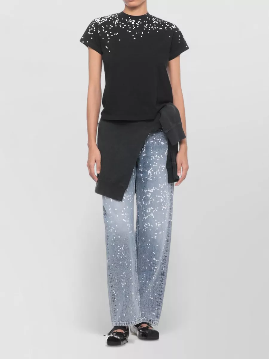 Mm6 Maison Margiela Straight Leg Jeans Polka Dot Stitching