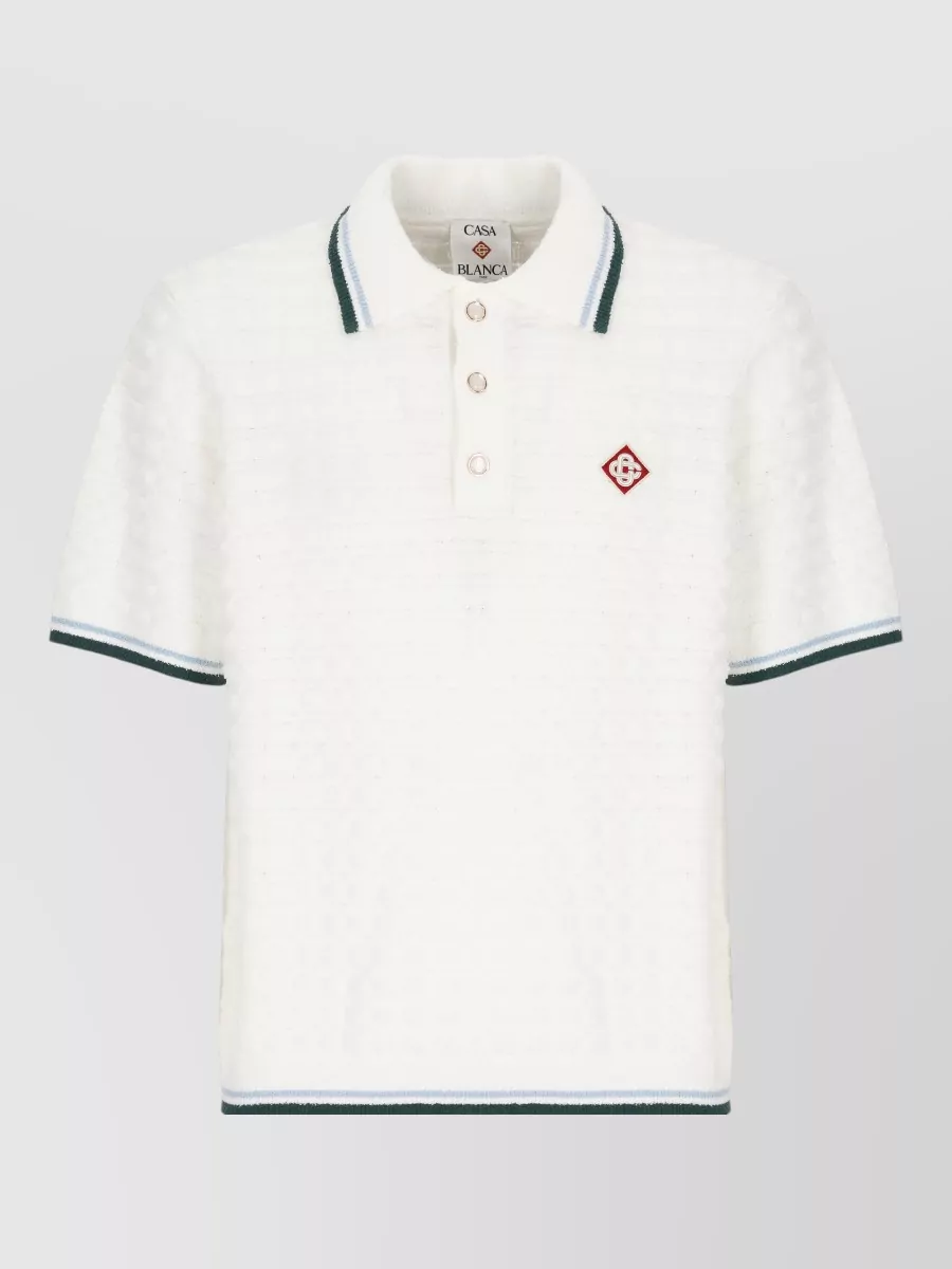 Casablanca bouclé waffle-knit short-sleeve polo shirt