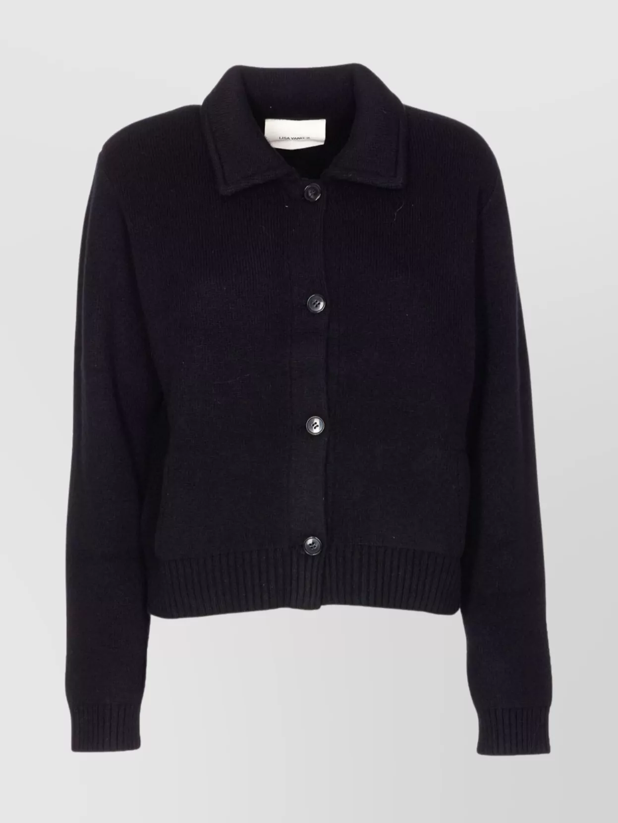 Lisa Yang Collared Jacket With Ribbed Hem And Long Sleeves In Black