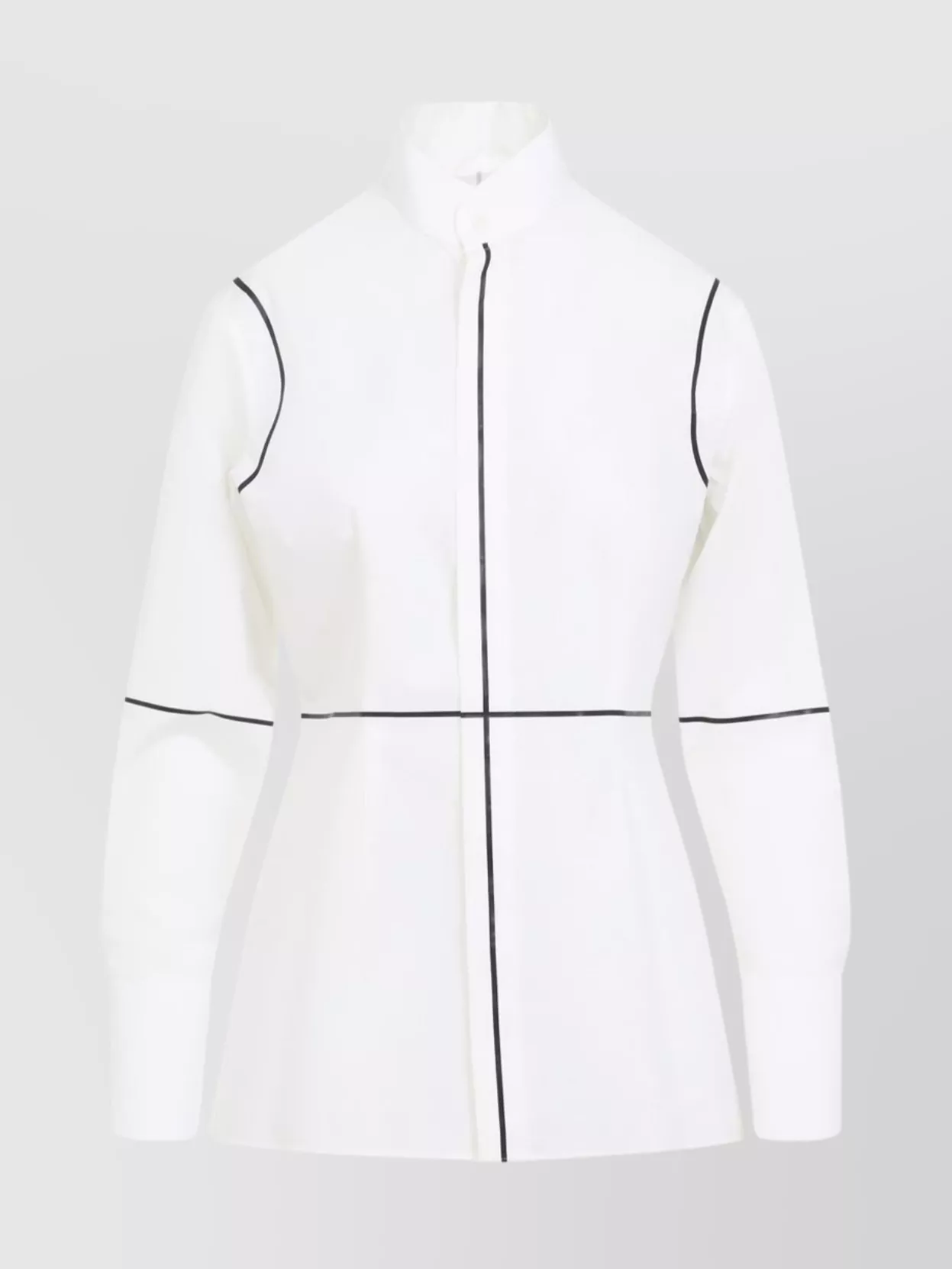 Mm6 Maison Margiela High Collar Long Sleeve Contrast Piping Top