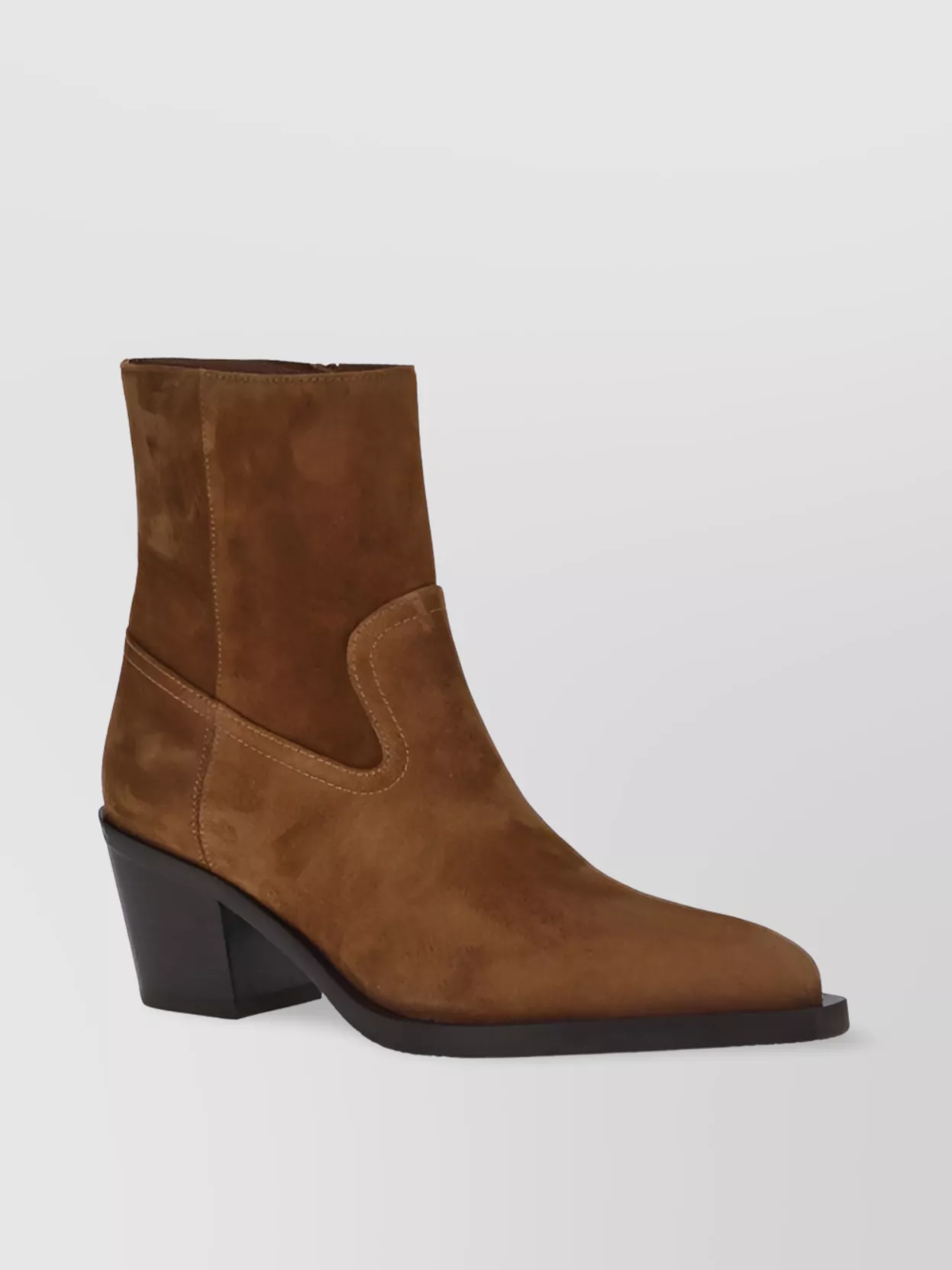 Stuart Weitzman Western-inspired Almond Toe Ankle Boots In Brown